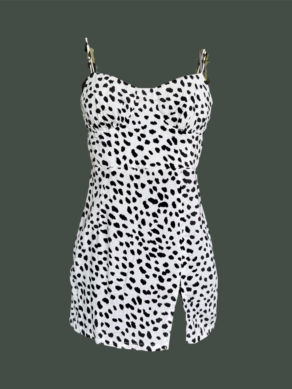 HELLO MOLLY, WOMENS, BLACK & WHITE, DALMATIAN PRINT MINI DRESS. SIZE 6